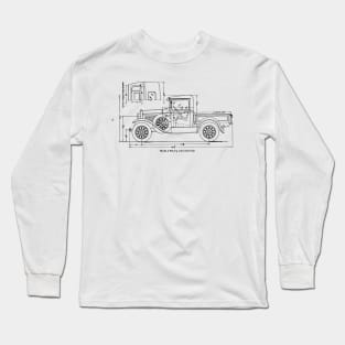 Ford Model A Pick-Up Technical Drawing Long Sleeve T-Shirt